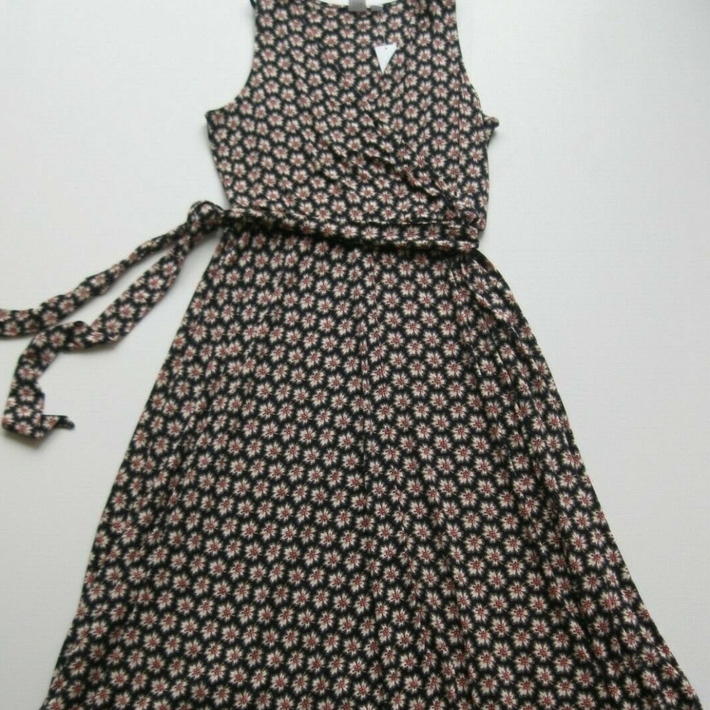 Gap Sleeveless Tie Wrap Floral Midi Dress
